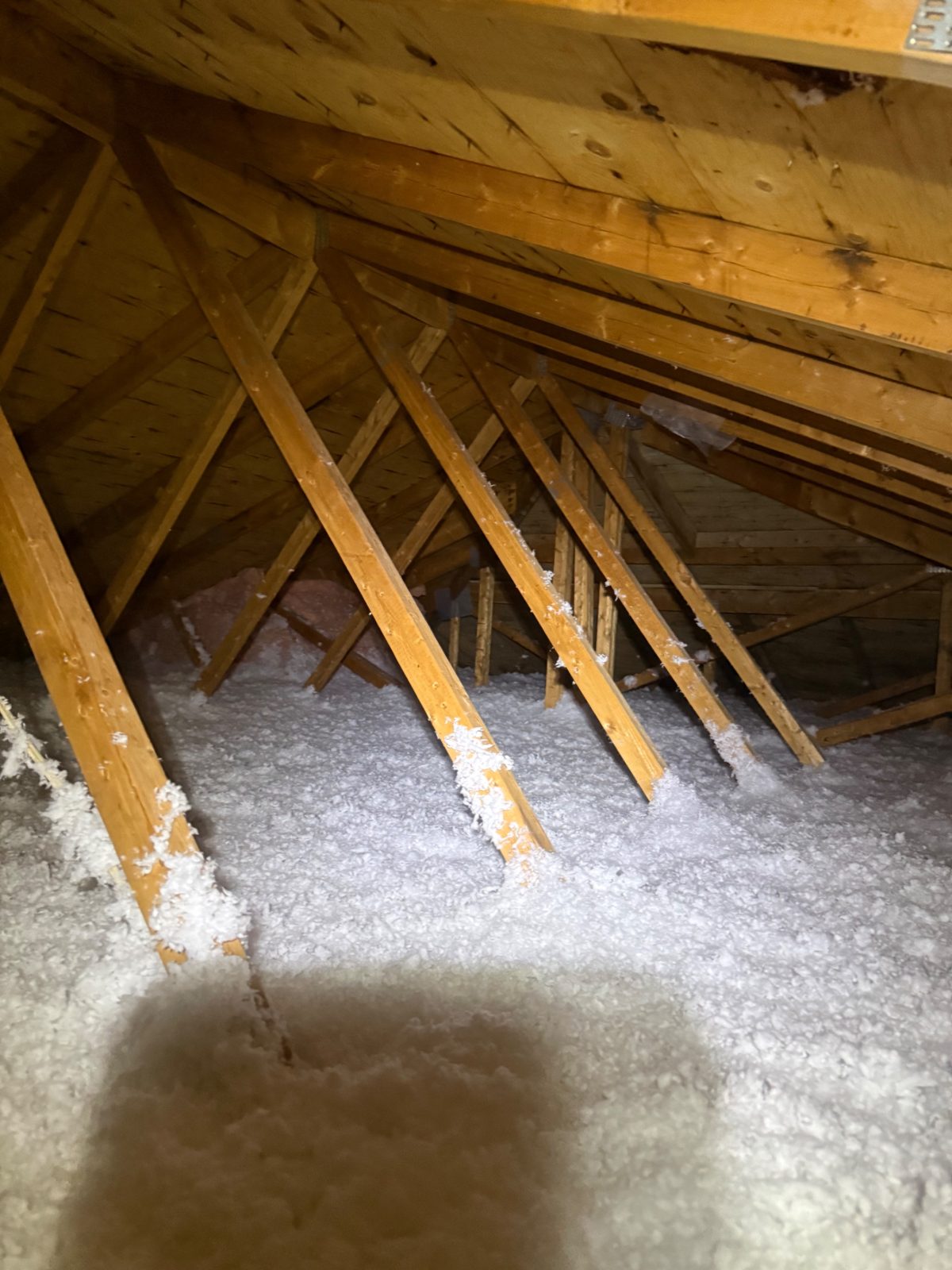 Even coverage carried right to the eaves, with the baffles keeping the airflow channel open.