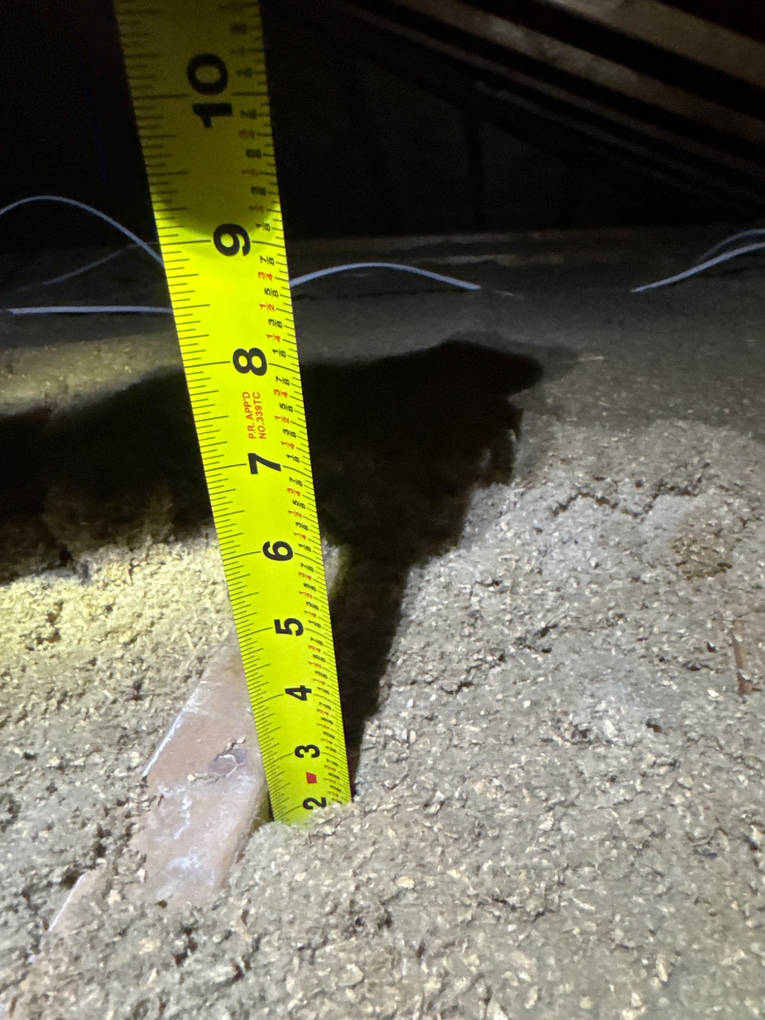 The before tape: roughly 4″ across the field.