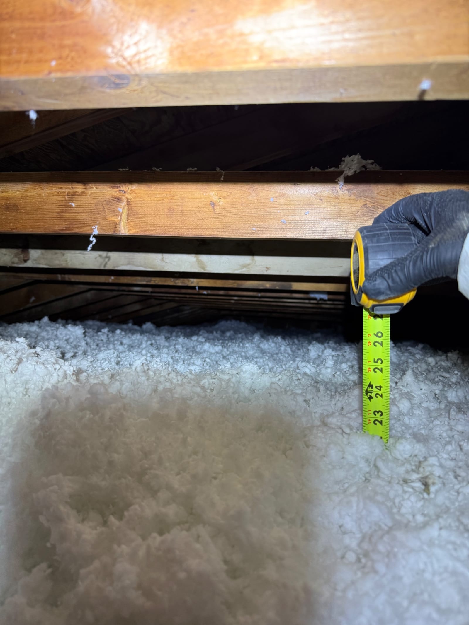 The after tape: fresh fiberglass past 23″.