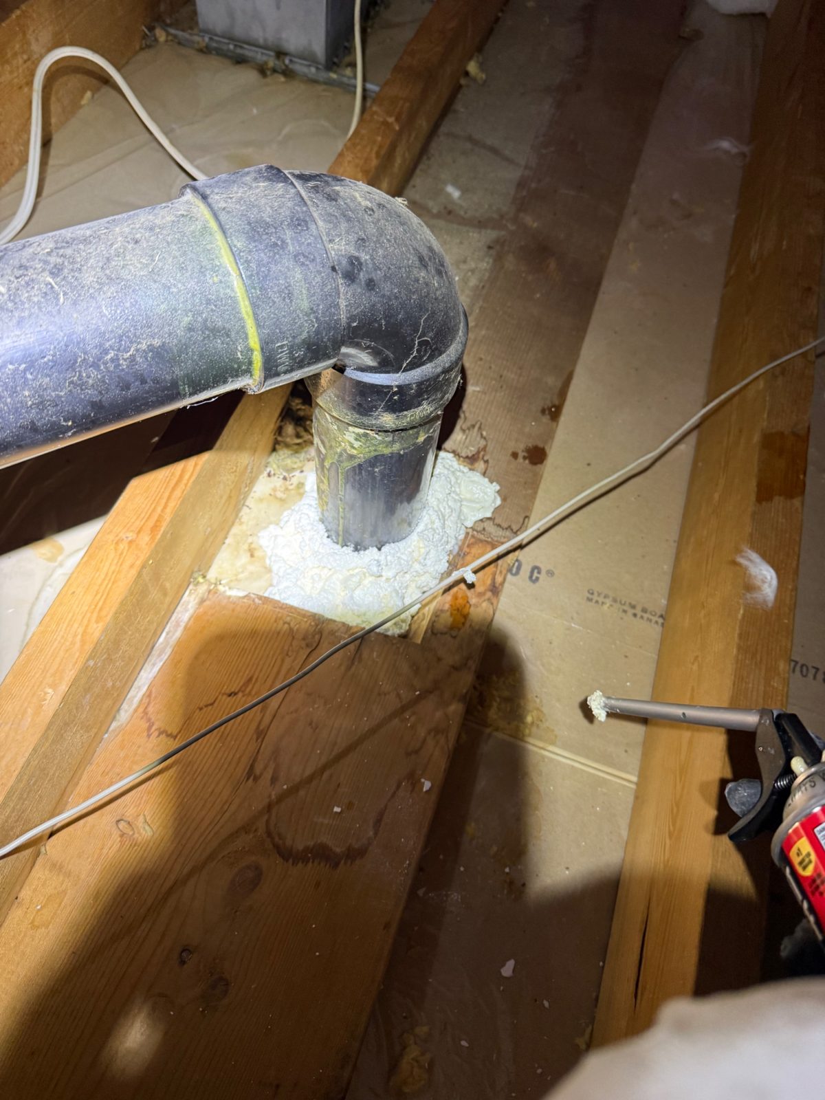 The fix: the same kind of penetration spray-foam sealed before the insulation goes in.