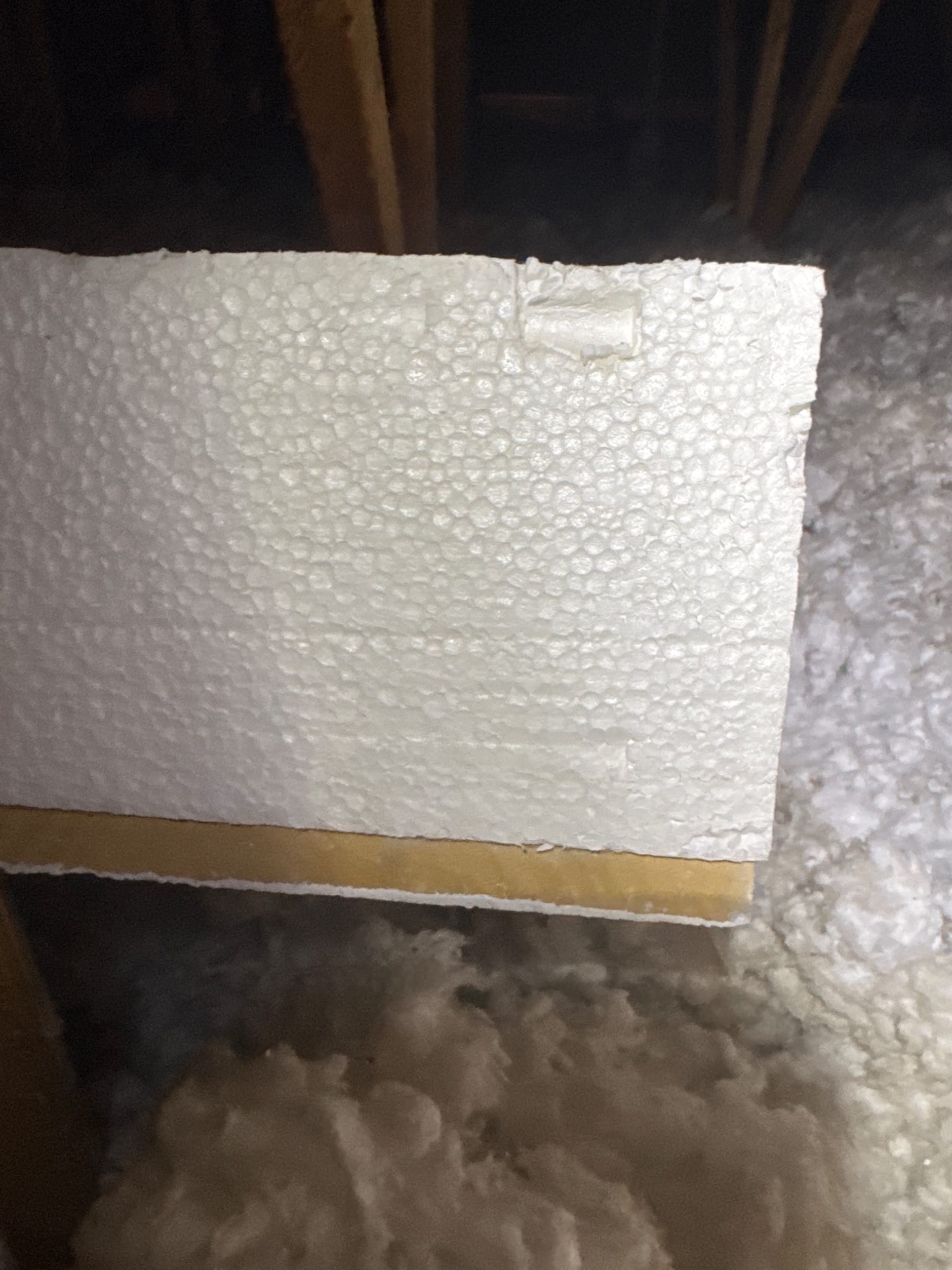 The hatch at inspection &mdash; the one genuine leak in an otherwise healthy attic.
